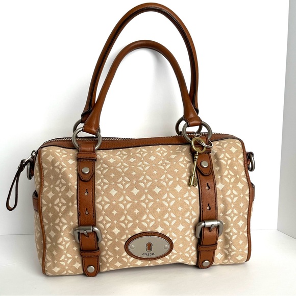 Fossil Maddox Satchel Reissue Fabric and Leather - Picture 1 of 14